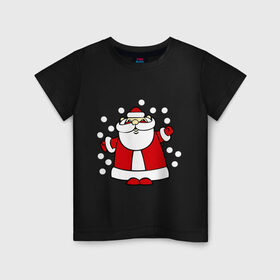 Детская футболка хлопок с принтом Дед мороз в снегу в Курске, 100% хлопок | круглый вырез горловины, полуприлегающий силуэт, длина до линии бедер | дед мороз | дед мороз в снегу | новый год | снег | снежинки