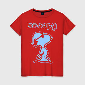 Женская футболка хлопок с принтом Snoopy в Курске, 100% хлопок | прямой крой, круглый вырез горловины, длина до линии бедер, слегка спущенное плечо | snoopy | мультфильм | снупи | снупи в очках | собака