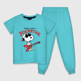 Детская пижама хлопок с принтом Snoopy Rockstar в Курске, 100% хлопок |  брюки и футболка прямого кроя, без карманов, на брюках мягкая резинка на поясе и по низу штанин
 | гитара