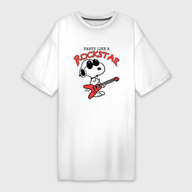 Платье-футболка хлопок с принтом Snoopy Rockstar в Курске,  |  | гитара