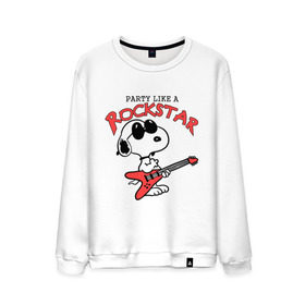 Мужской свитшот хлопок с принтом Snoopy Rockstar в Курске, 100% хлопок |  | Тематика изображения на принте: гитара