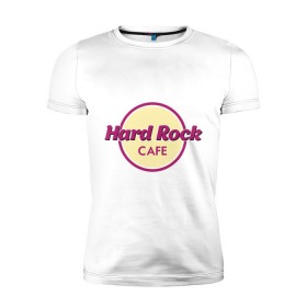 Мужская футболка премиум с принтом Hard rock в Курске, 92% хлопок, 8% лайкра | приталенный силуэт, круглый вырез ворота, длина до линии бедра, короткий рукав | Тематика изображения на принте: hard rock cafe | pock | музыка | рок | рок кафе