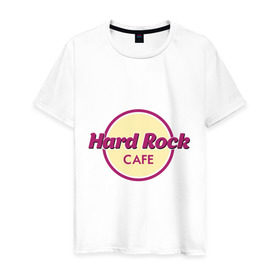 Мужская футболка хлопок с принтом Hard rock в Курске, 100% хлопок | прямой крой, круглый вырез горловины, длина до линии бедер, слегка спущенное плечо. | hard rock cafe | pock | музыка | рок | рок кафе