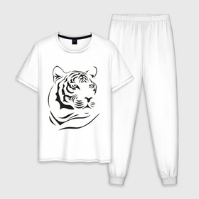 Мужская пижама хлопок с принтом тигр в Курске, 100% хлопок | брюки и футболка прямого кроя, без карманов, на брюках мягкая резинка на поясе и по низу штанин
 | tattoo | tiger | тату | тигр | узор
