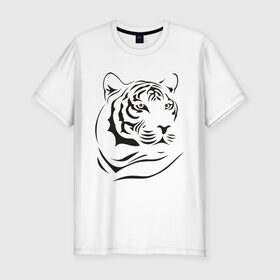 Мужская футболка премиум с принтом тигр в Курске, 92% хлопок, 8% лайкра | приталенный силуэт, круглый вырез ворота, длина до линии бедра, короткий рукав | tattoo | tiger | тату | тигр | узор