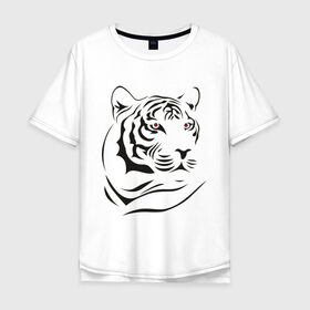 Мужская футболка хлопок Oversize с принтом тигр в Курске, 100% хлопок | свободный крой, круглый ворот, “спинка” длиннее передней части | tattoo | tiger | тату | тигр | узор