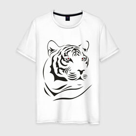 Мужская футболка хлопок с принтом тигр в Курске, 100% хлопок | прямой крой, круглый вырез горловины, длина до линии бедер, слегка спущенное плечо. | tattoo | tiger | тату | тигр | узор