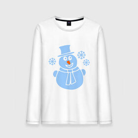 Мужской лонгслив хлопок с принтом Веселый снеговичек в Курске, 100% хлопок |  | веселый снеговичек | зима | новый год | снеговик | снеговичек | снежинка