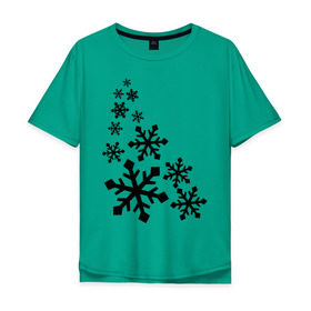 Мужская футболка хлопок Oversize с принтом Снежинки в Курске, 100% хлопок | свободный крой, круглый ворот, “спинка” длиннее передней части | зима | снег | снегопад | снежинка | снежинки