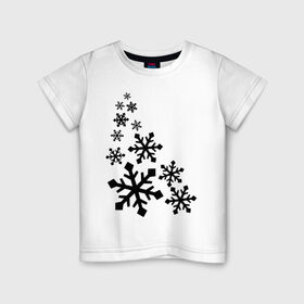 Детская футболка хлопок с принтом Снежинки в Курске, 100% хлопок | круглый вырез горловины, полуприлегающий силуэт, длина до линии бедер | зима | снег | снегопад | снежинка | снежинки