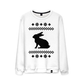 Мужской свитшот хлопок с принтом Свитер с зайцем в Курске, 100% хлопок |  | заяц | свитер | свитер с зайцем | снежинки | узор