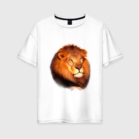 Женская футболка хлопок Oversize с принтом Лев в Курске, 100% хлопок | свободный крой, круглый ворот, спущенный рукав, длина до линии бедер
 | animals | lion | mountain | животные | лев | прикольные картинки