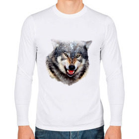 Мужской лонгслив хлопок с принтом Волк в Курске, 100% хлопок |  | animals | mountain | wolf | волк | животные | прикольные картинки