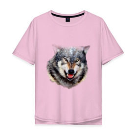 Мужская футболка хлопок Oversize с принтом Волк в Курске, 100% хлопок | свободный крой, круглый ворот, “спинка” длиннее передней части | animals | mountain | wolf | волк | животные | прикольные картинки