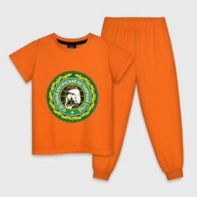 Детская пижама хлопок с принтом Отдельный арктический пограничный отряд в Курске, 100% хлопок |  брюки и футболка прямого кроя, без карманов, на брюках мягкая резинка на поясе и по низу штанин
 | арктика | отряд | погран | пограничный