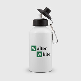 Бутылка спортивная с принтом Walter White в Курске, металл | емкость — 500 мл, в комплекте две пластиковые крышки и карабин для крепления | breaking bad | meth | walter | white | вайт | варить | во все тяжкие | мет | уолтер