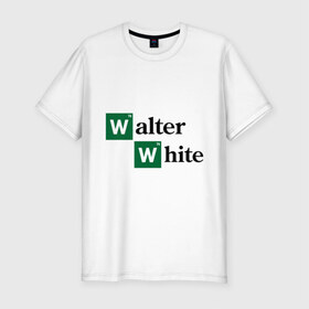 Мужская футболка премиум с принтом Walter White в Курске, 92% хлопок, 8% лайкра | приталенный силуэт, круглый вырез ворота, длина до линии бедра, короткий рукав | breaking bad | meth | walter | white | вайт | варить | во все тяжкие | мет | уолтер