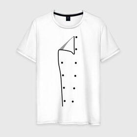 Мужская футболка хлопок с принтом Шеф повар в Курске, 100% хлопок | прямой крой, круглый вырез горловины, длина до линии бедер, слегка спущенное плечо. | для повара | имитация одежды | одежда | отворот | повар | пуговица | пуговицы | шеф повар
