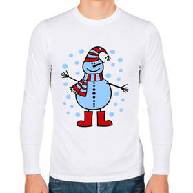 Мужской лонгслив хлопок с принтом Веселый снеговик в Курске, 100% хлопок |  | Тематика изображения на принте: веселый снеговик | зима | новый год | снег | снеговик | снежинки
