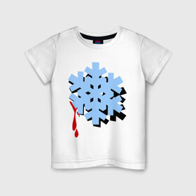 Детская футболка хлопок с принтом Снежинка ниндзя (сюрикен) в Курске, 100% хлопок | круглый вырез горловины, полуприлегающий силуэт, длина до линии бедер | капли | капля крови | кровь | новогодние подарки | новогодний подарок | новый год | узор