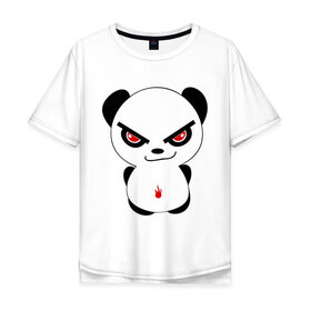Мужская футболка хлопок Oversize с принтом Злая панда в Курске, 100% хлопок | свободный крой, круглый ворот, “спинка” длиннее передней части | Тематика изображения на принте: панда