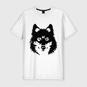 Мужская футболка премиум с принтом Волк. в Курске, 92% хлопок, 8% лайкра | приталенный силуэт, круглый вырез ворота, длина до линии бедра, короткий рукав | волк | волчара | волчок | животные | собака | хищник
