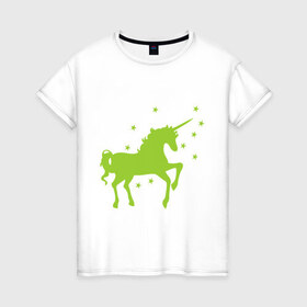 Женская футболка хлопок с принтом Единорог в Курске, 100% хлопок | прямой крой, круглый вырез горловины, длина до линии бедер, слегка спущенное плечо | unicorn | единорог | единорожик | единорожка