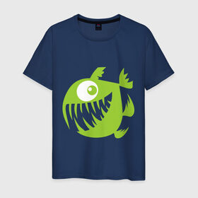 Мужская футболка хлопок с принтом Рыба в Курске, 100% хлопок | прямой крой, круглый вырез горловины, длина до линии бедер, слегка спущенное плечо. | пиранья | рыба | рыбеха | рыбина | рыбка