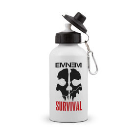 Бутылка спортивная с принтом Eminem - Survival в Курске, металл | емкость — 500 мл, в комплекте две пластиковые крышки и карабин для крепления | eminem   survival | gangsta | gansta | hip | hip hop | hop | media | rap | survival выживание | еп | рэп | рэпчина | хип | хип хоп | хоп | эминем