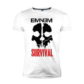 Мужская футболка премиум с принтом Eminem - Survival в Курске, 92% хлопок, 8% лайкра | приталенный силуэт, круглый вырез ворота, длина до линии бедра, короткий рукав | eminem   survival | gangsta | gansta | hip | hip hop | hop | media | rap | survival выживание | еп | рэп | рэпчина | хип | хип хоп | хоп | эминем