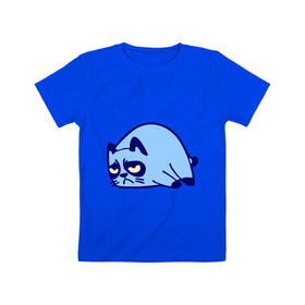 Детская футболка хлопок с принтом grumpy cat в Курске, 100% хлопок | круглый вырез горловины, полуприлегающий силуэт, длина до линии бедер | grumpy cat | кошки | няш | сварливый