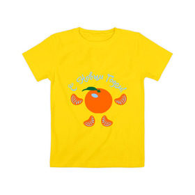 Детская футболка хлопок с принтом С Новым Годом (мандарин) в Курске, 100% хлопок | круглый вырез горловины, полуприлегающий силуэт, длина до линии бедер | 