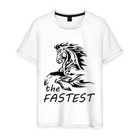 Мужская футболка хлопок с принтом The fastest (быстрее всех) в Курске, 100% хлопок | прямой крой, круглый вырез горловины, длина до линии бедер, слегка спущенное плечо. | 