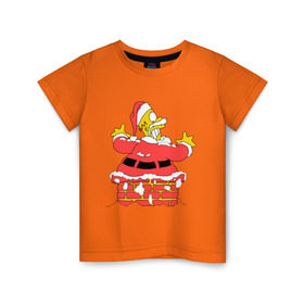 Детская футболка хлопок с принтом Гомер в трубе в Курске, 100% хлопок | круглый вырез горловины, полуприлегающий силуэт, длина до линии бедер | гомер