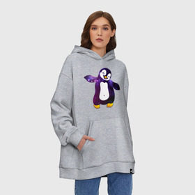 Худи SuperOversize хлопок с принтом Пингвин просто космос в Курске, 70% хлопок, 30% полиэстер, мягкий начес внутри | карман-кенгуру, эластичная резинка на манжетах и по нижней кромке, двухслойный капюшон
 | пингвин