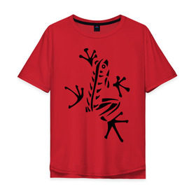 Мужская футболка хлопок Oversize с принтом Лягуха в Курске, 100% хлопок | свободный крой, круглый ворот, “спинка” длиннее передней части | животные | лягушка | лягушка путешественница | подарки