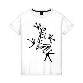 Женская футболка хлопок с принтом Лягуха в Курске, 100% хлопок | прямой крой, круглый вырез горловины, длина до линии бедер, слегка спущенное плечо | животные | лягушка | лягушка путешественница | подарки
