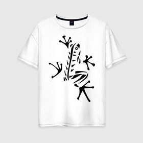 Женская футболка хлопок Oversize с принтом Лягуха в Курске, 100% хлопок | свободный крой, круглый ворот, спущенный рукав, длина до линии бедер
 | животные | лягушка | лягушка путешественница | подарки