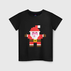 Детская футболка хлопок с принтом Пиксельный Дед Мороз в Курске, 100% хлопок | круглый вырез горловины, полуприлегающий силуэт, длина до линии бедер | 8 bit | дед мороз | пиксели | пиксельный | рождество | с новым годом | с рождеством | санта клаус