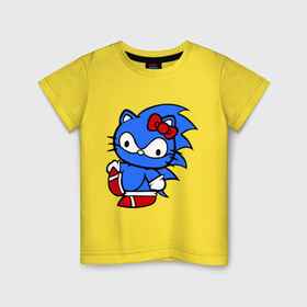 Детская футболка хлопок с принтом Kitty Sonic в Курске, 100% хлопок | круглый вырез горловины, полуприлегающий силуэт, длина до линии бедер | 