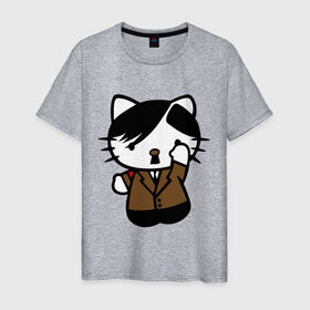 Мужская футболка хлопок с принтом Kitty Hitler в Курске, 100% хлопок | прямой крой, круглый вырез горловины, длина до линии бедер, слегка спущенное плечо. | kitty hitler | кошки | прикольные картинки