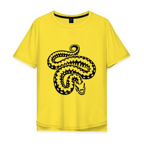 Мужская футболка хлопок Oversize с принтом Силуэт змеи в Курске, 100% хлопок | свободный крой, круглый ворот, “спинка” длиннее передней части | животные | змеиная кожа | змея | прикольные картинки | силуэт змеи