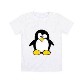 Детская футболка хлопок с принтом Пингвин в Курске, 100% хлопок | круглый вырез горловины, полуприлегающий силуэт, длина до линии бедер | пингвин