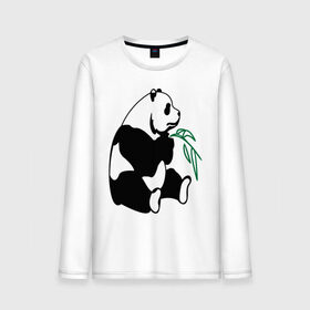 Мужской лонгслив хлопок с принтом Панда и бамбук в Курске, 100% хлопок |  | бамбук | животные | панда ест бамбук | панда и бамбук