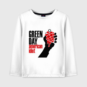 Детский лонгслив хлопок с принтом Green day American idiot (1) в Курске, 100% хлопок | круглый вырез горловины, полуприлегающий силуэт, длина до линии бедер | green day | green day граната | green day. american idiot | heavy metal | metal | rock | trash metal | альтернатива | граната | грин дэй | квартет | метал | рок | рок группа | рок группы | трэш метал | хеви метал