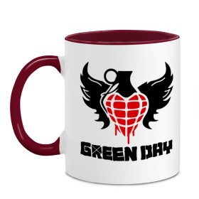 Кружка двухцветная с принтом Green Day Wings в Курске, керамика | объем — 330 мл, диаметр — 80 мм. Цветная ручка и кайма сверху, в некоторых цветах — вся внутренняя часть | green day | green day wings | green day граната | heavy metal | metal | rock | trash metal | альтернатива | граната | грин дэй | квартет | метал | рок | рок группа | рок группы | трэш метал | хеви метал