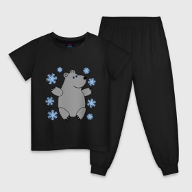 Детская пижама хлопок с принтом Белый мишка в Курске, 100% хлопок |  брюки и футболка прямого кроя, без карманов, на брюках мягкая резинка на поясе и по низу штанин
 | белый медведь | белый мишка | животные | мишка с в снежинках | новогодний мишка | новый год