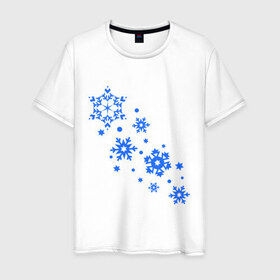 Мужская футболка хлопок с принтом Снежинки (snowflakes) в Курске, 100% хлопок | прямой крой, круглый вырез горловины, длина до линии бедер, слегка спущенное плечо. | Тематика изображения на принте: 