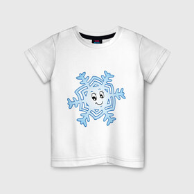 Детская футболка хлопок с принтом Рождественская снежинка в Курске, 100% хлопок | круглый вырез горловины, полуприлегающий силуэт, длина до линии бедер | 