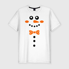 Мужская футболка премиум с принтом Снеговик. в Курске, 92% хлопок, 8% лайкра | приталенный силуэт, круглый вырез ворота, длина до линии бедра, короткий рукав | бабочка
